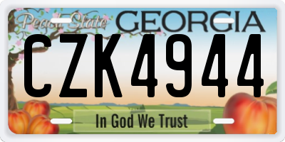 GA license plate CZK4944