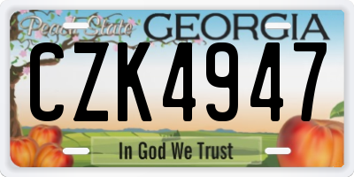 GA license plate CZK4947