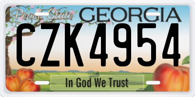 GA license plate CZK4954