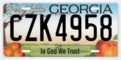 GA license plate CZK4958