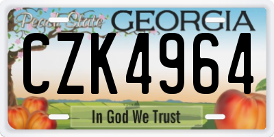 GA license plate CZK4964
