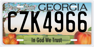 GA license plate CZK4966