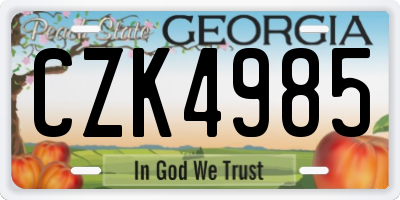 GA license plate CZK4985