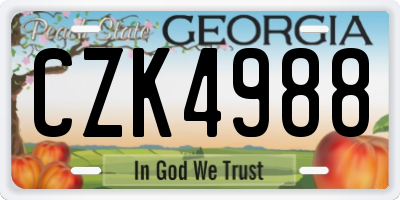 GA license plate CZK4988