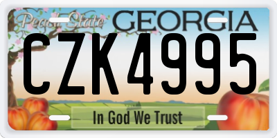 GA license plate CZK4995