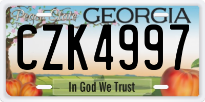 GA license plate CZK4997
