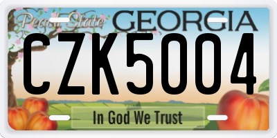 GA license plate CZK5004