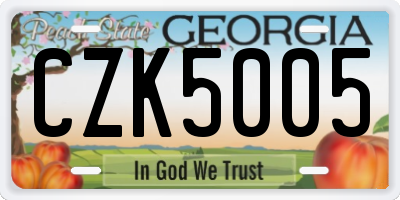 GA license plate CZK5005