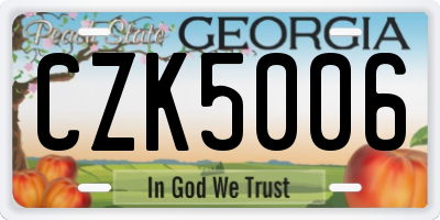 GA license plate CZK5006