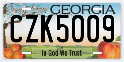 GA license plate CZK5009