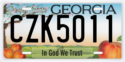 GA license plate CZK5011