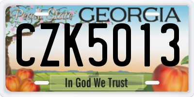 GA license plate CZK5013