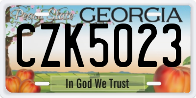 GA license plate CZK5023