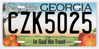 GA license plate CZK5025