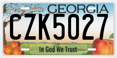 GA license plate CZK5027