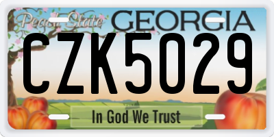 GA license plate CZK5029