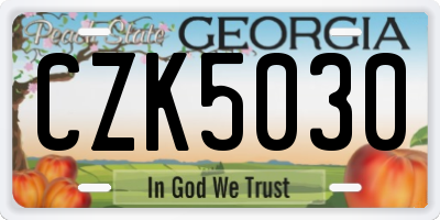 GA license plate CZK5030