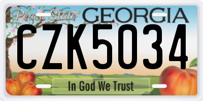 GA license plate CZK5034
