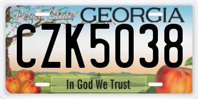 GA license plate CZK5038
