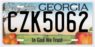 GA license plate CZK5062