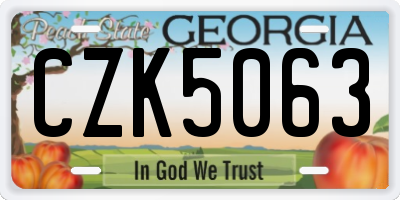 GA license plate CZK5063