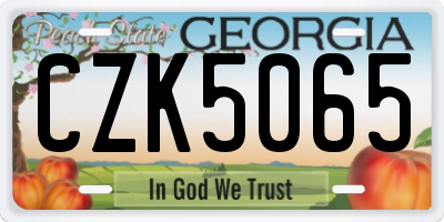 GA license plate CZK5065