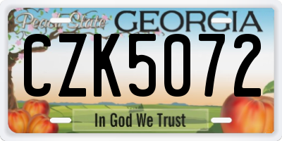 GA license plate CZK5072