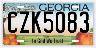 GA license plate CZK5083