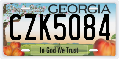 GA license plate CZK5084