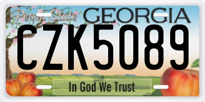 GA license plate CZK5089
