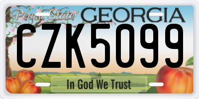 GA license plate CZK5099
