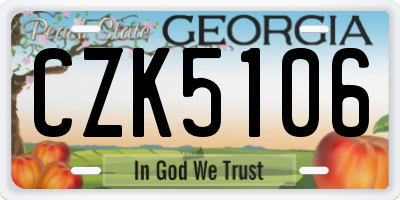 GA license plate CZK5106