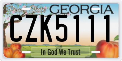 GA license plate CZK5111