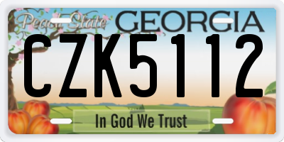 GA license plate CZK5112