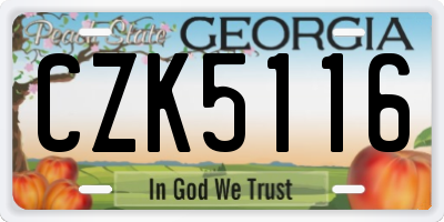 GA license plate CZK5116