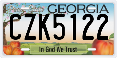 GA license plate CZK5122