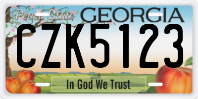 GA license plate CZK5123