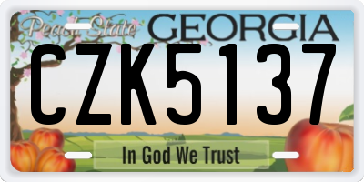 GA license plate CZK5137