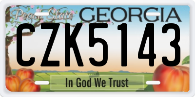 GA license plate CZK5143