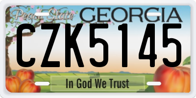 GA license plate CZK5145