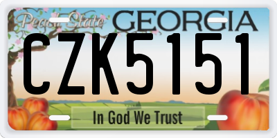 GA license plate CZK5151