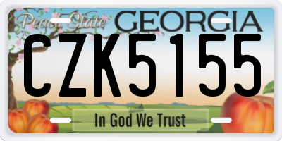 GA license plate CZK5155