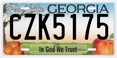 GA license plate CZK5175