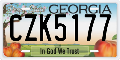 GA license plate CZK5177