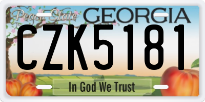 GA license plate CZK5181
