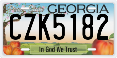 GA license plate CZK5182