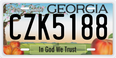 GA license plate CZK5188