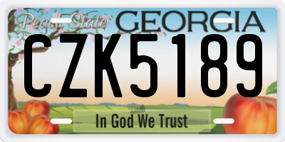 GA license plate CZK5189