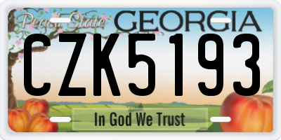 GA license plate CZK5193