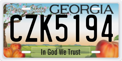 GA license plate CZK5194